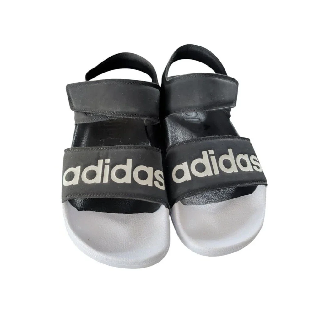Adidas Adilette Black and White Slide Sandals Men's 8 Women's 9